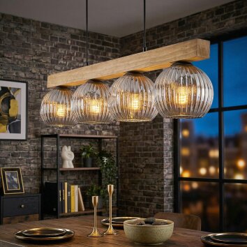 Ripoll lampa wisząca, kula świetlna, lampa wisząca kolory naturalne, czarny, 4-punktowe