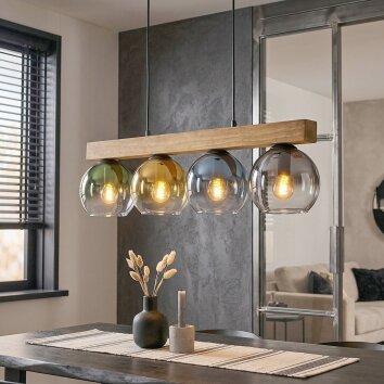 Koyoto lampa wisząca, kula świetlna, lampa wisząca kolory naturalne, czarny, 4-punktowe