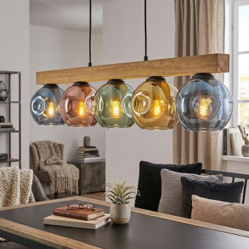 Ripoll lampa wisząca, kula świetlna, lampa wisząca kolory naturalne, czarny, 5-punktowe