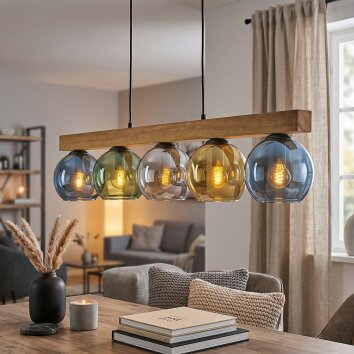 Koyoto lampa wisząca, kula świetlna, lampa wisząca kolory naturalne, czarny, 5-punktowe