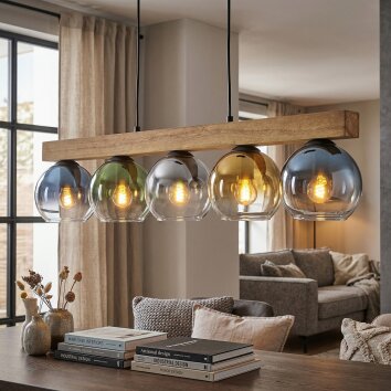 Koyoto lampa wisząca, kula świetlna, lampa wisząca kolory naturalne, czarny, 5-punktowe