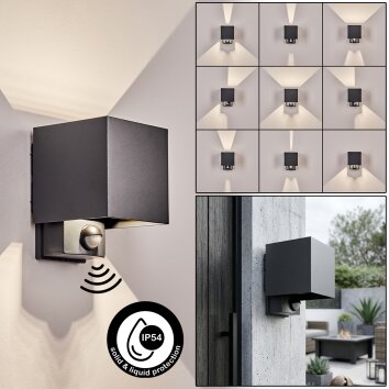 Almodofa zewnętrzny kinkiet, lampa up & down, kinkiet LED antracytowy, 1-punktowy, Czujnik ruchu