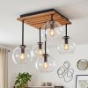 Koyoto drewniana lampa sufitowa z 5 szklanymi kulami E14, boho vintage
