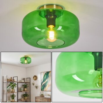 Boza plafon szklany zielony, lampa sufitowa z zielonym kloszem Ø 28 cm