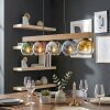 Koyoto lampa wisząca z drewnianą belką, 5 kolorowych szklanych kloszy, 95 cm
