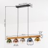 Koyoto lampa wisząca z drewnianą belką, 5 kolorowych szklanych kloszy, 95 cm