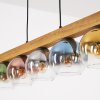 Koyoto lampa wisząca z drewnianą belką, 5 kolorowych szklanych kloszy, 95 cm