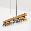 Koyoto lampa wisząca z drewnianą belką, 5 kolorowych szklanych kloszy, 95 cm