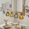 Ripoll drewniana lampa wisząca nad stół, 4-punktowa, szklane kule, długość 75 cm