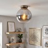 Gastor lampa sufitowa szklana kula z dymionym kloszem, retro mosiądz E27