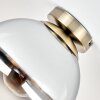Gastor lampa sufitowa szklana kula z dymionym kloszem, retro mosiądz E27