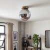 Plafon Gastor lampa sufitowa ze szklaną kulą, dymiony klosz, E27, mosiądz