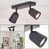 LED spot sufitowy Lemak, dwa obrotowe i wychylne reflektory, czarne klosze