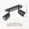 LED spot sufitowy Lemak, dwa obrotowe i wychylne reflektory, czarne klosze