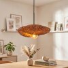 Retro lampa wisząca Bauro z plecionym bambusowym kloszem brązowym i naturalnym, E27