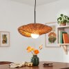 Retro lampa wisząca Bauro z plecionym bambusowym kloszem brązowym i naturalnym, E27