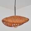 Retro lampa wisząca Bauro z plecionym bambusowym kloszem brązowym i naturalnym, E27