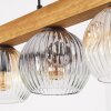 Ripoll lampa wisząca nad stół na drewnianej belce E14, 4-punktowa, długość 75 cm
