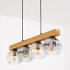 Ripoll lampa wisząca nad stół na drewnianej belce E14, 4-punktowa, długość 75 cm