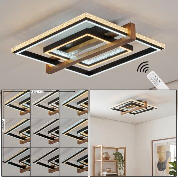 Selani LED lampa sufitowa z pilotem, płaski plafon kwadratowy do salonu