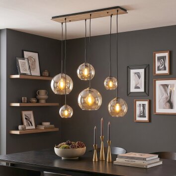 Koyoto lampa wisząca 6-punktowa z kulistymi kloszami nad stół