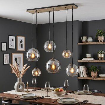 Koyoto lampa wisząca nad stół, 6-punktowa do jadalni, E27, retro
