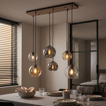 Koyoto lampa wisząca 6-punktowa z kulistymi kloszami E27 do jadalni