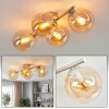 Nowoczesna lampa sufitowa Gastor z 4 bursztynowymi kulami na metalowych ramionach