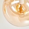 Nowoczesna lampa sufitowa Gastor z 4 bursztynowymi kulami na metalowych ramionach