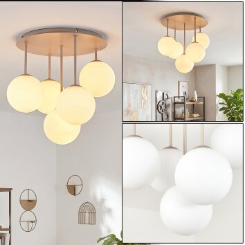 Gastor okrągła lampa sufitowa kule 5-punktowa, ø 45 cm, do salonu i jadalni
