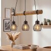 Oravi lampa wisząca z drewnianą belką 3-punktowa E27, lampa nad stół, długość 60 cm