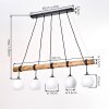 Koyoto lampa wisząca drewniana na okrągłej belce, 5-punktowa, długość 100 cm