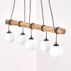 Koyoto lampa wisząca drewniana na okrągłej belce, 5-punktowa, długość 100 cm