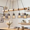 Gondo 5-punktowa lampa wisząca z drewnianą belką E27, długość 100 cm