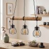 Gondo lampa wisząca z drewnianą belką nad stół, E27, 3-punktowa, długość 60 cm