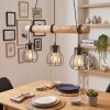 Gondo lampa wisząca z drewnianą belką nad stół, E27, 3-punktowa, długość 60 cm