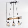 Gondo lampa wisząca z drewnianą belką nad stół, E27, 3-punktowa, długość 60 cm