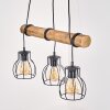 Gondo lampa wisząca z drewnianą belką nad stół, E27, 3-punktowa, długość 60 cm