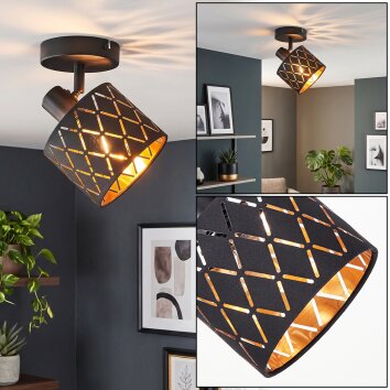Alsen regulowana lampa sufitowa z materiałowym abażurem we wzór, E14