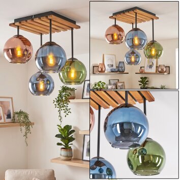Boho lampa sufitowa Koyoto z 4 kolorowymi szklanymi kulami, ø 15 cm, E14
