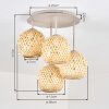 Basto lampa sufitowa boho, 4-punktowa E14, ø 38 cm, kuliste plecione klosze