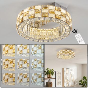 Seloria lampa sufitowa LED z pilotem, okrągły plafon Ø 40 cm glamour