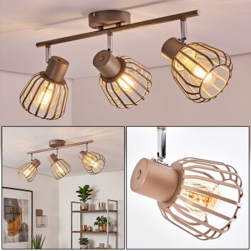 Keldor lampa sufitowa 3-punktowa E27 z kloszami klatkowymi vintage