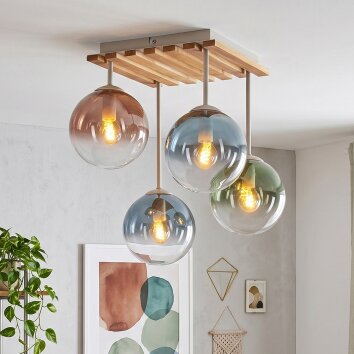 Gastor lampa sufitowa 4-punktowa E14, kuliste klosze boho retro do salonu