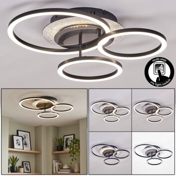 Kordex plafon LED z trzema obracanymi ringami, nowoczesny do salonu