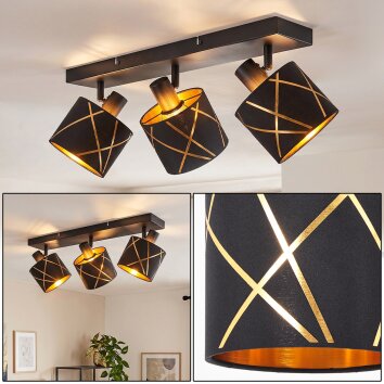 Opatija lampa sufitowa 3-punktowa z regulowanymi kloszami, wzór geometryczny