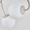 Nowoczesna lampa sufitowa Chehalis z falistą konstrukcją i 6 białymi kloszami kulistymi
