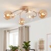 Lampa sufitowa Chehalis, 6 kulistych kloszy w bursztynowym i przezroczystym kolorze