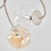 Lampa sufitowa Chehalis, 6 kulistych kloszy w bursztynowym i przezroczystym kolorze