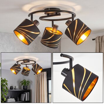 Alsen regulowana lampa sufitowa 3-punktowa E14 z falistymi kloszami na okrągłej ramie